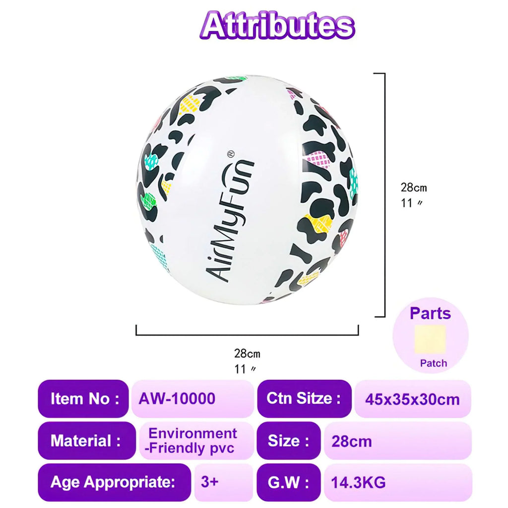 CoSizeoTower Inflatable Beach Ball, Colorful Cheetah Pool Float, Sizeuitable for Both Children and Men