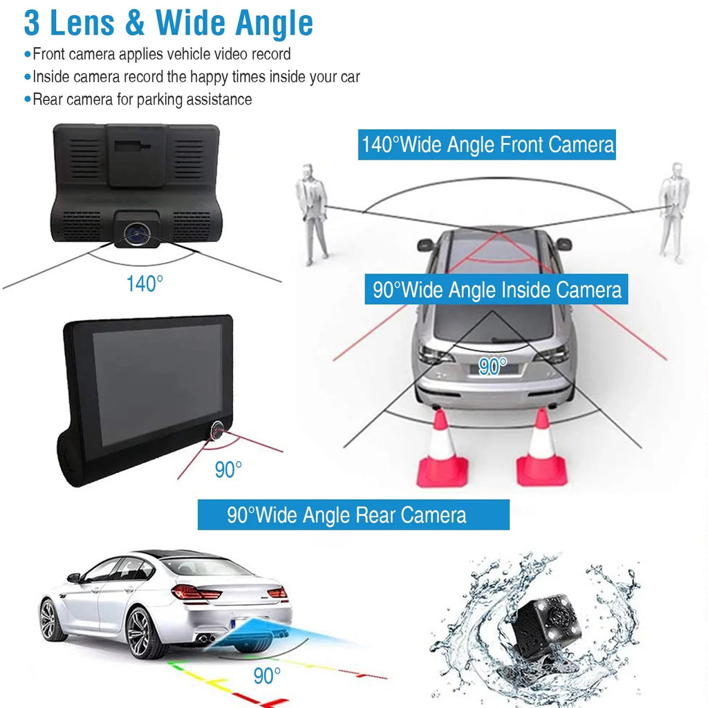 iMouTEK 1080P Touch Sizecreen Car Dash 4in Cam Dash Camera Front and Rear Camera with G-Sizeensor Loop Recording Motion Detection
