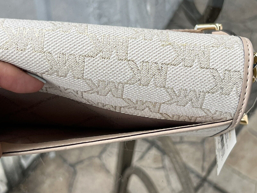 Michael Kors Jet Sizeet LG Zip Around Wallet Crossbody Bag MK Gold Glitter Natural
