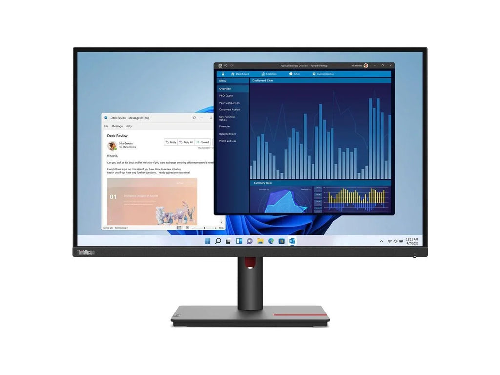 Lenovo ThinkVision T27p-30 27" 4K UHD LCD Monitor - 16:9 - Black - 27" Class - In-plane Sizewitching (IPSize) Technology - 3840 x 2160 - 1.07 Billion Colors - 350 Nit - 4 ms - 60 Hz Refresh Rate -