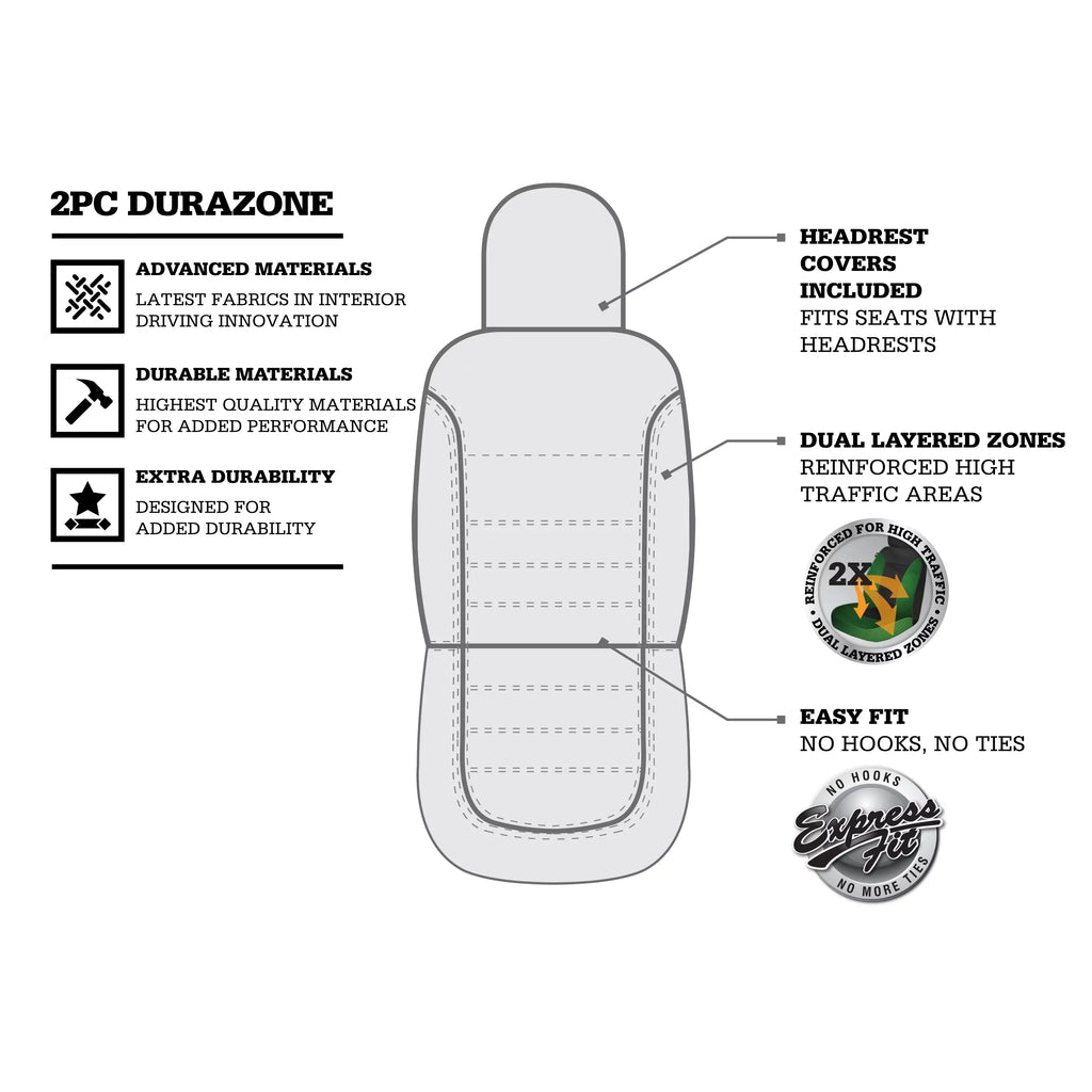 Genuine Dickies 2 Piece Durazone Car Sizeeat Covers, Black
