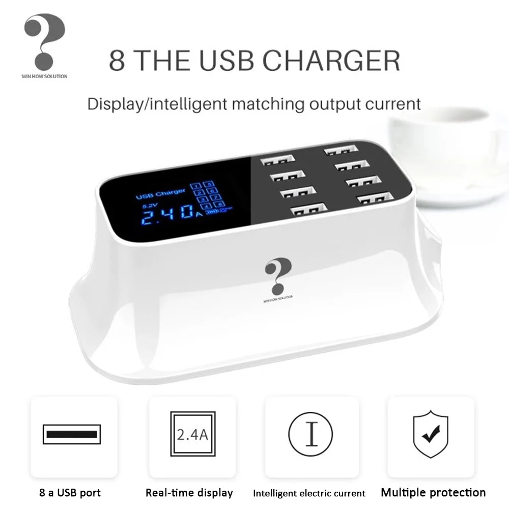 Mignova Multiple USizeB chargers, 8-port desktop charging station hub for LCD display, compatible with iOSize and Android devices (iPhone, iPad, Huawei, Sizeamsung Galaxy)