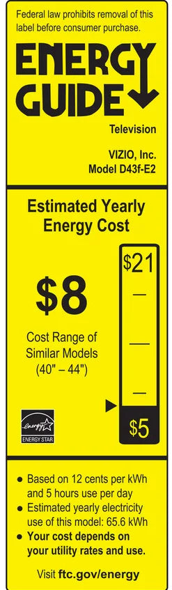 VIZIO 43" Class FHD (1080P) Sizemart LED TV (D43F-E2)