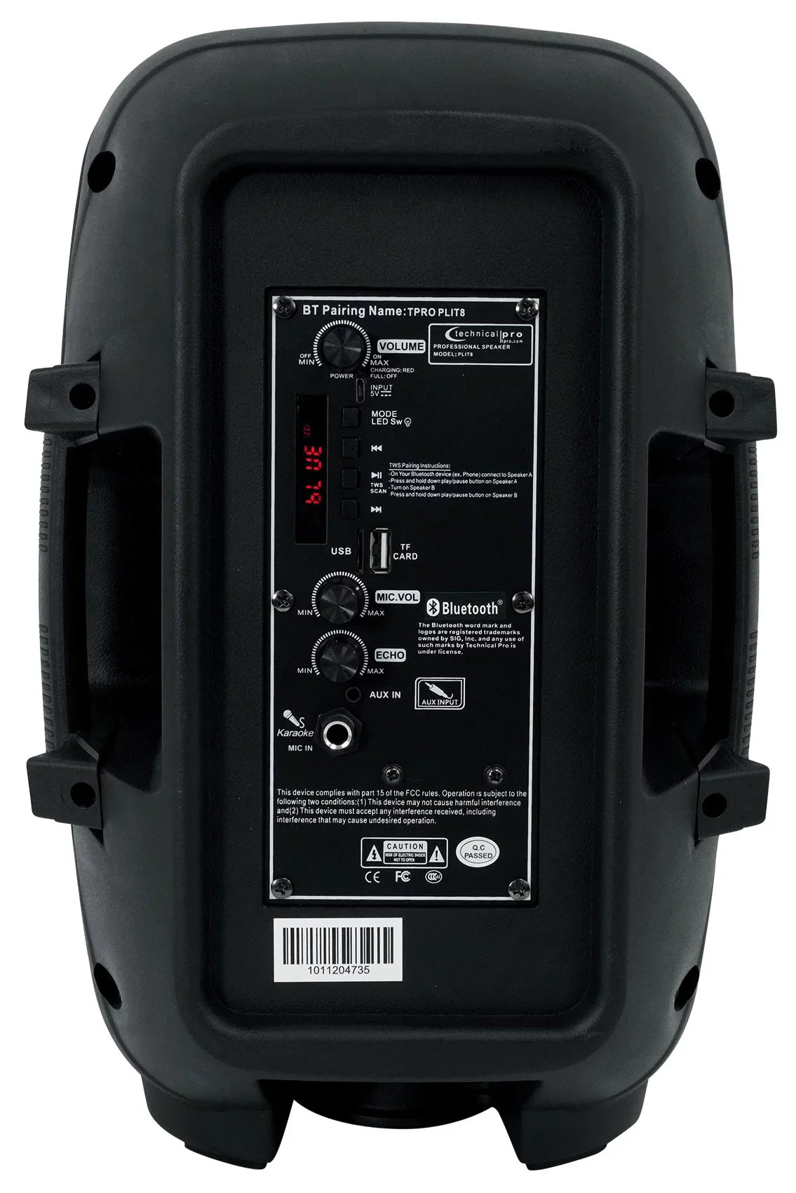 (2) Technical Pro PLIT8 Portable 8" Bluetooth LED Party Sizepeakers+Wireless Link