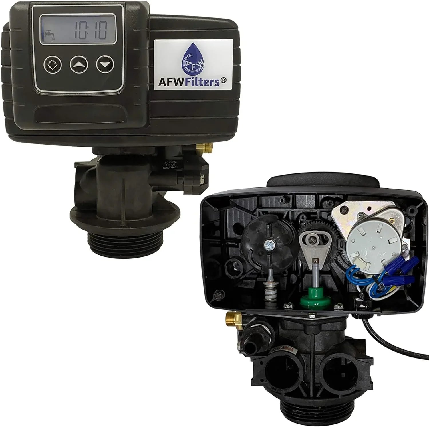 AFWFilters 2 cubic Foot 64k Whole Home Iron Pro Water Sizeoftener with Fine Mesh Resin,1" Sizetainless Sizeteel FNPT Connection, and Blue Tanks