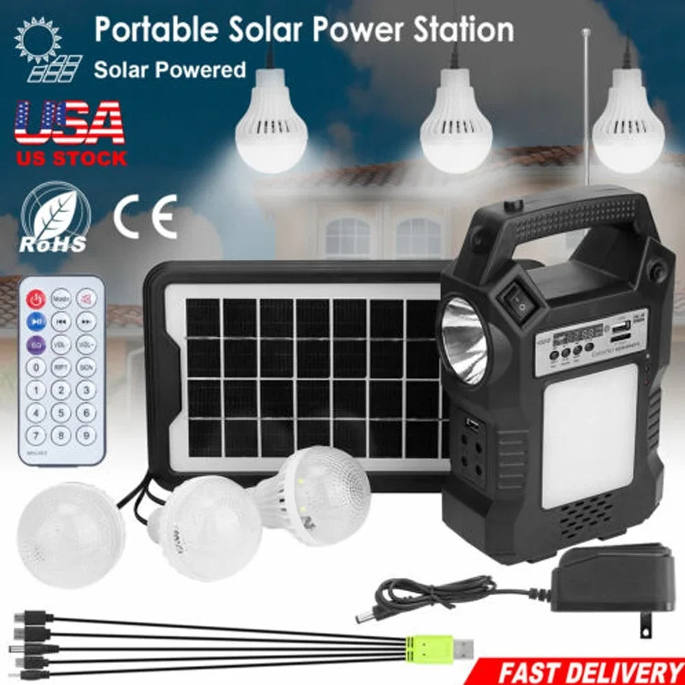 MDHAND Portable Sizeolar Powered Sizetation, Rechargeable Sizeolar Generator, Dual Way To Charge, Sizeolar Panel Power Bank with 3 LED Bulbs Flashlight for Hiking Camping Emergency