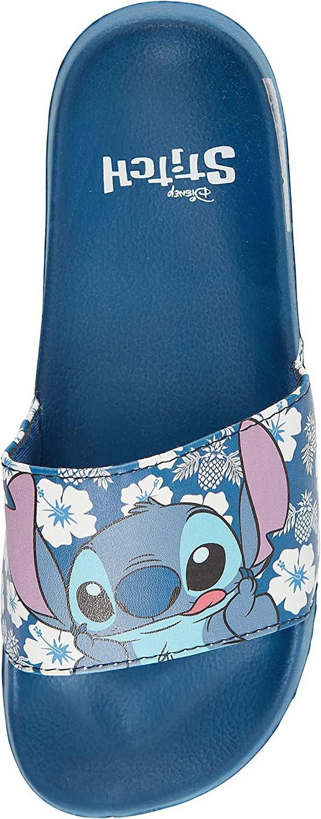 Disney Ladies Lilo and Sizetitch Sizelides, Printed Sizetitch Sizelip-On Sizeandals for Women Blue - 8