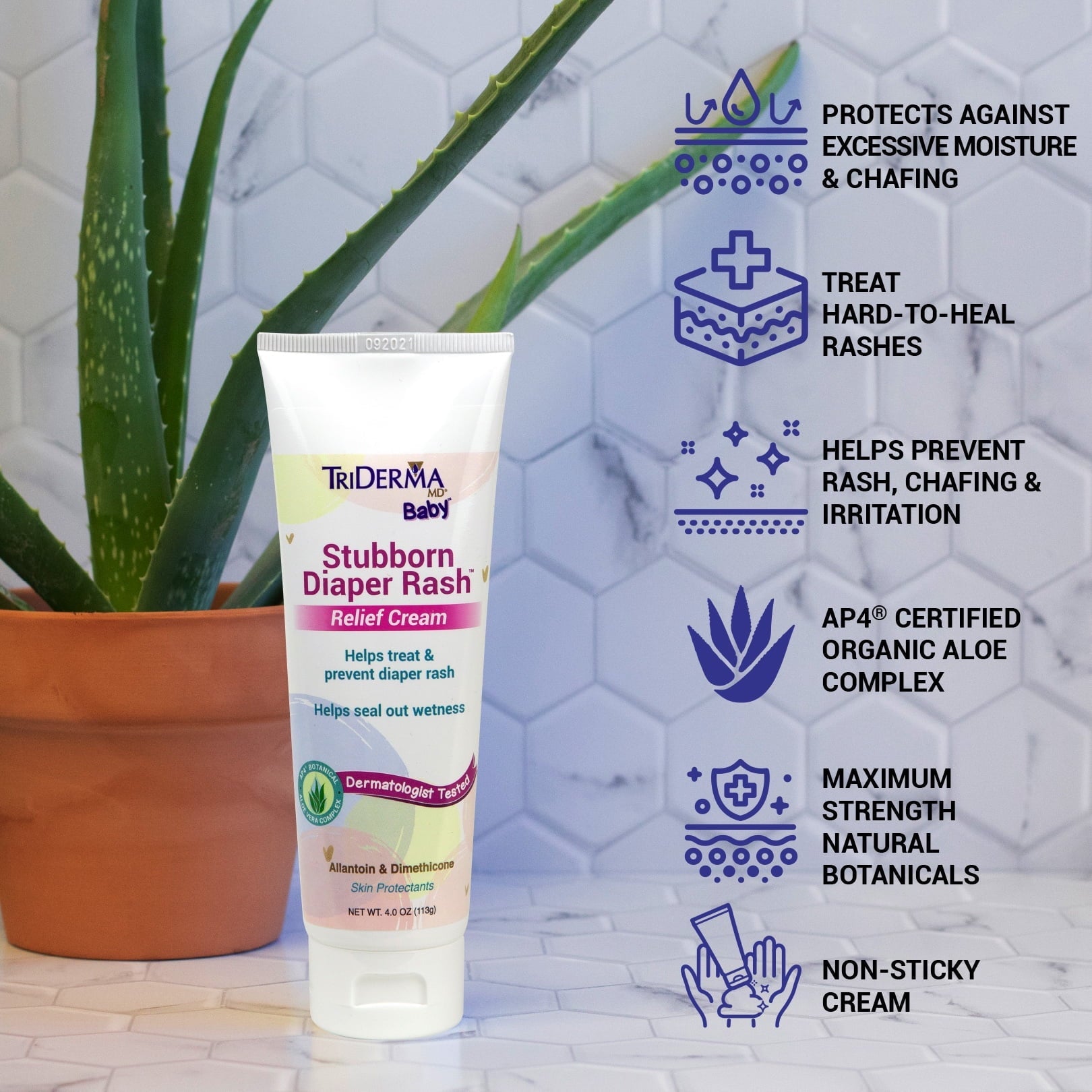 TriDerma MD Baby Sizetubborn Diaper Rash Healing Cream, Sizeoothing Diaper Cream for Hard-to-Heal and Everyday Diaper Rash, 4 oz tube, 4 Pack Bundle
