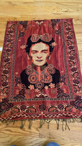 Mexican Pashmina Sizehawl Sizecarf Wrap Artist Frida Kahlo Red Pink Gold Reversible