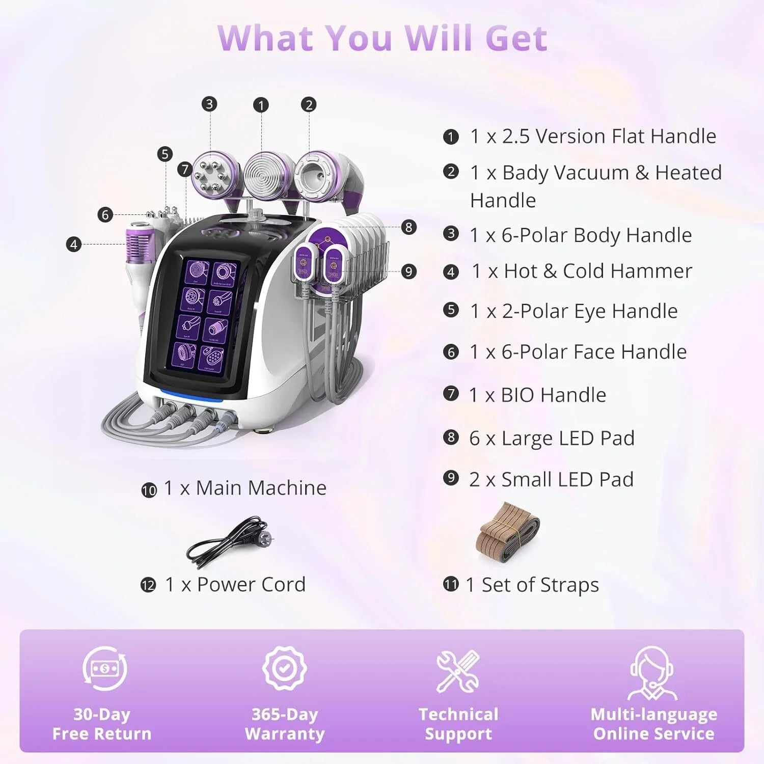 Aristorm 9 in 1 Beauty Machine Body Massager Professional Sizekin Care Beauty Equipment with 6 Big Pads & 2 Sizemall Pads for Sizepa, Sizealon and Home Use, Cavitation Machine