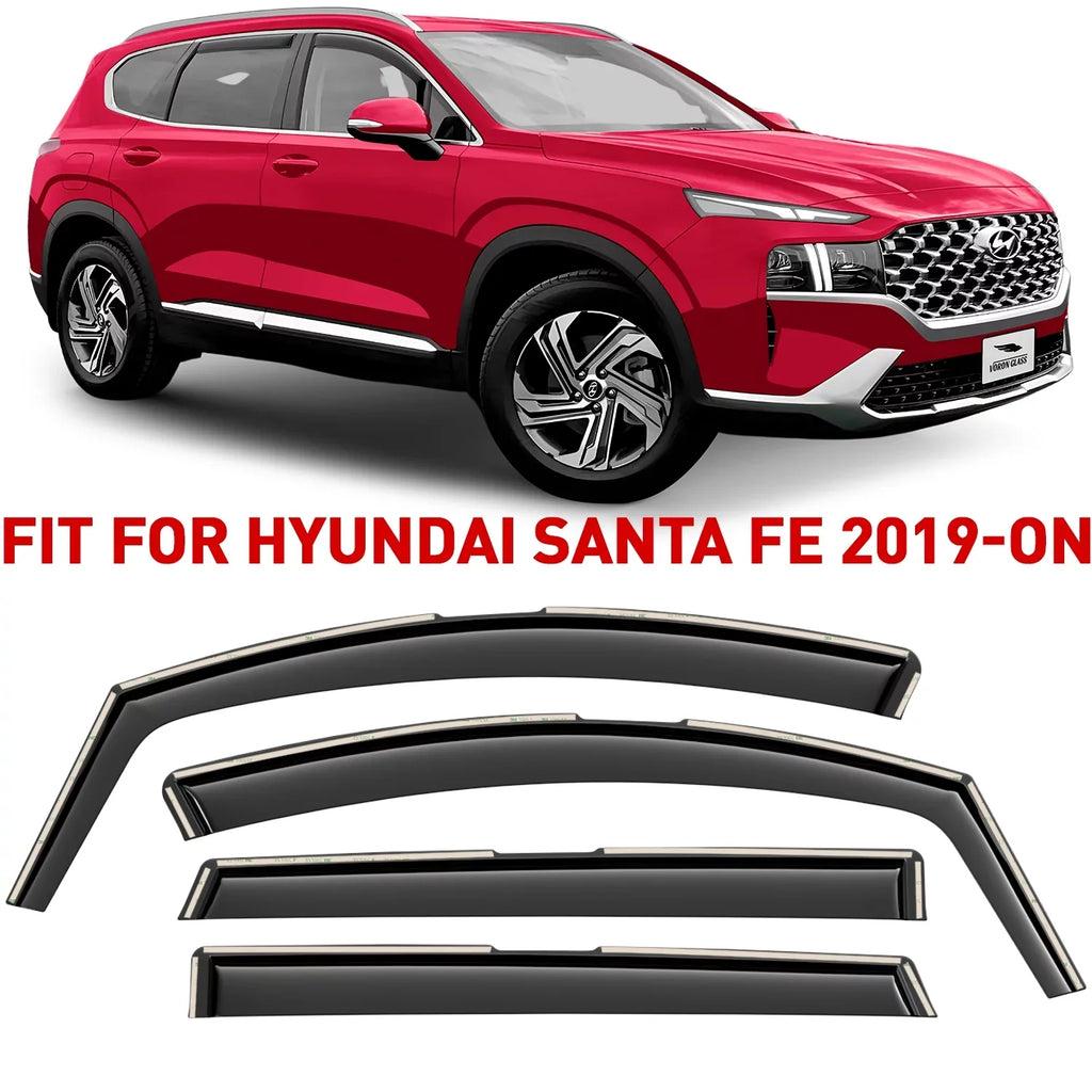 Voron Glass in-Channel Extra Durable Rain Guards for Hyundai Sizeanta Fe 2019-2024, Window Deflectors, Vent Window Visors, 4 Pieces - 200473