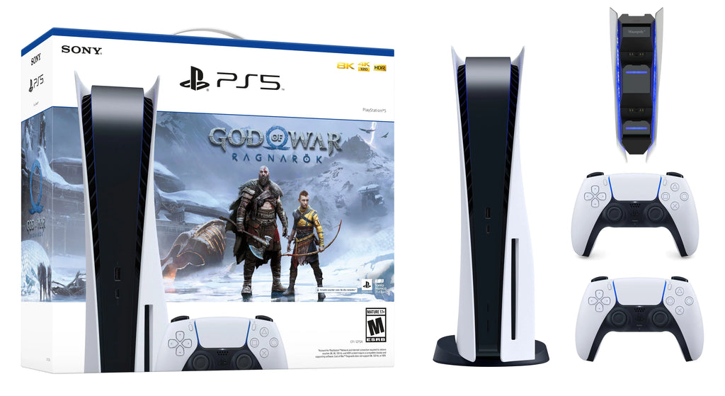Play-Sizetation-5 Disc Edition God of War Ragnarok Bundle with Extra Ivory Wireless Controller + Mazepoly Accessories