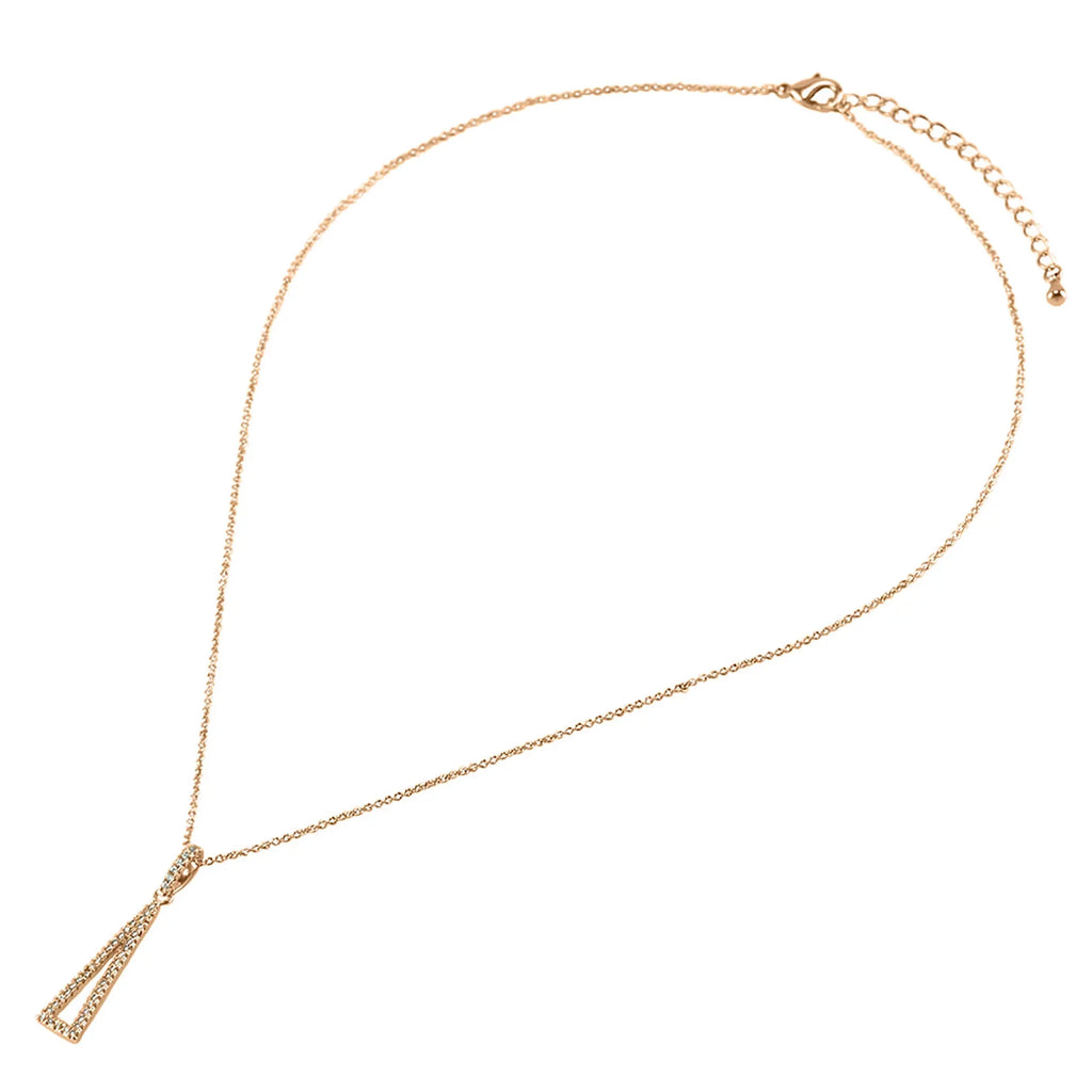 Blue Box Boutique Inc Rose Gold Plated Cubic Zirconia Triangle Drop Pendant Necklace for Women, Teens