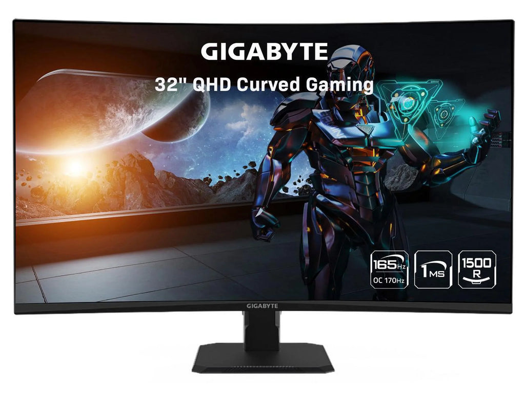 GIGABYTE GSize32QC 31.5" 165Hz 1440P Curved Gaming Monitor, 2560x1440 VA 1500R Display, 1ms (MPRT) Response Time, HDR Ready, 1x Display Port 1.4, 2x HDMI 2.0