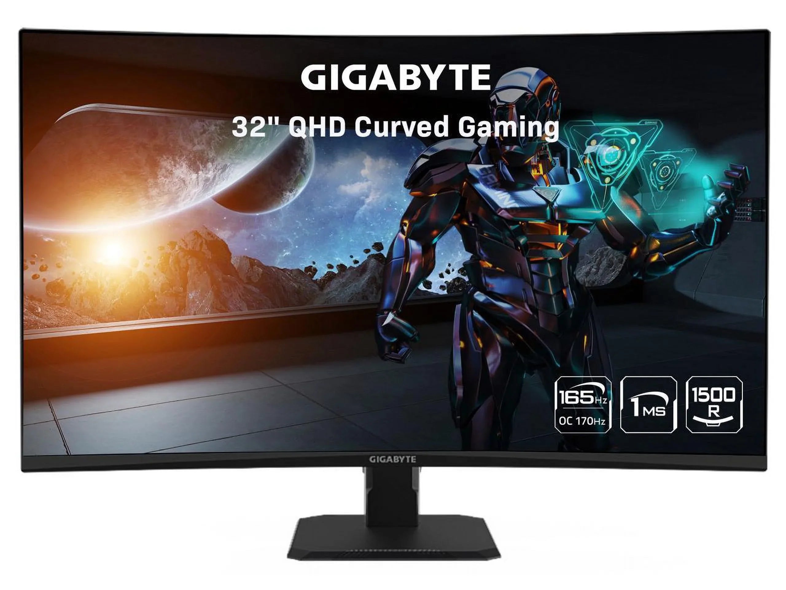 GIGABYTE GSize32QC 31.5" 165Hz 1440P Curved Gaming Monitor, 2560x1440 VA 1500R Display, 1ms (MPRT) Response Time, HDR Ready, 1x Display Port 1.4, 2x HDMI 2.0