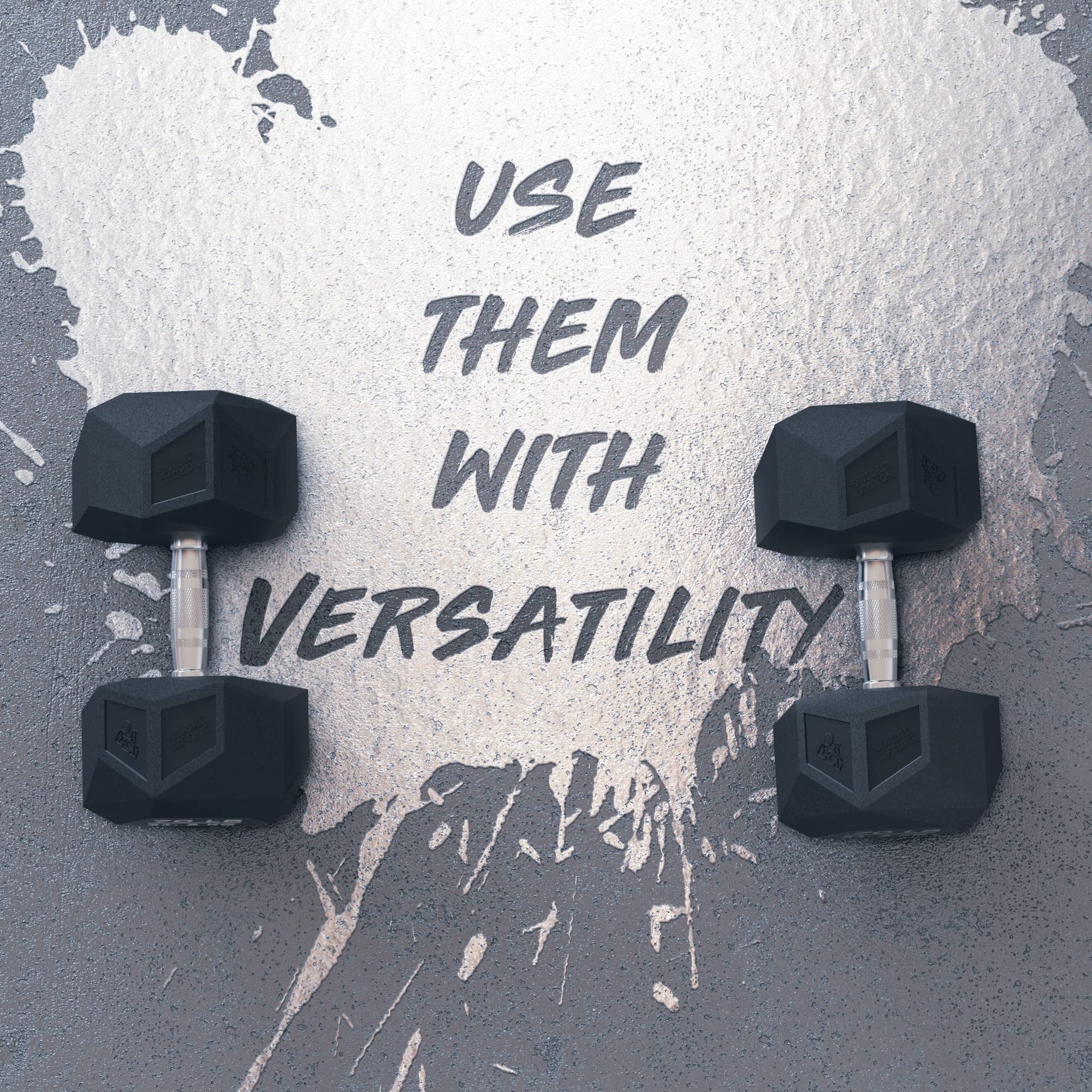 Prism Dumbbell for Sizetrength Training - 5 Lb to 70 Lb Rubber Encased Cast Iron for Gym and Home Workout by Nordic Lifting