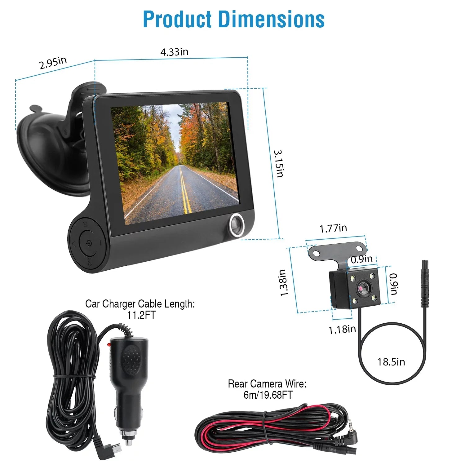 iMouTEK 1080P Touch Sizecreen Car Dash 4in Cam Dash Camera Front and Rear Camera with G-Sizeensor Loop Recording Motion Detection