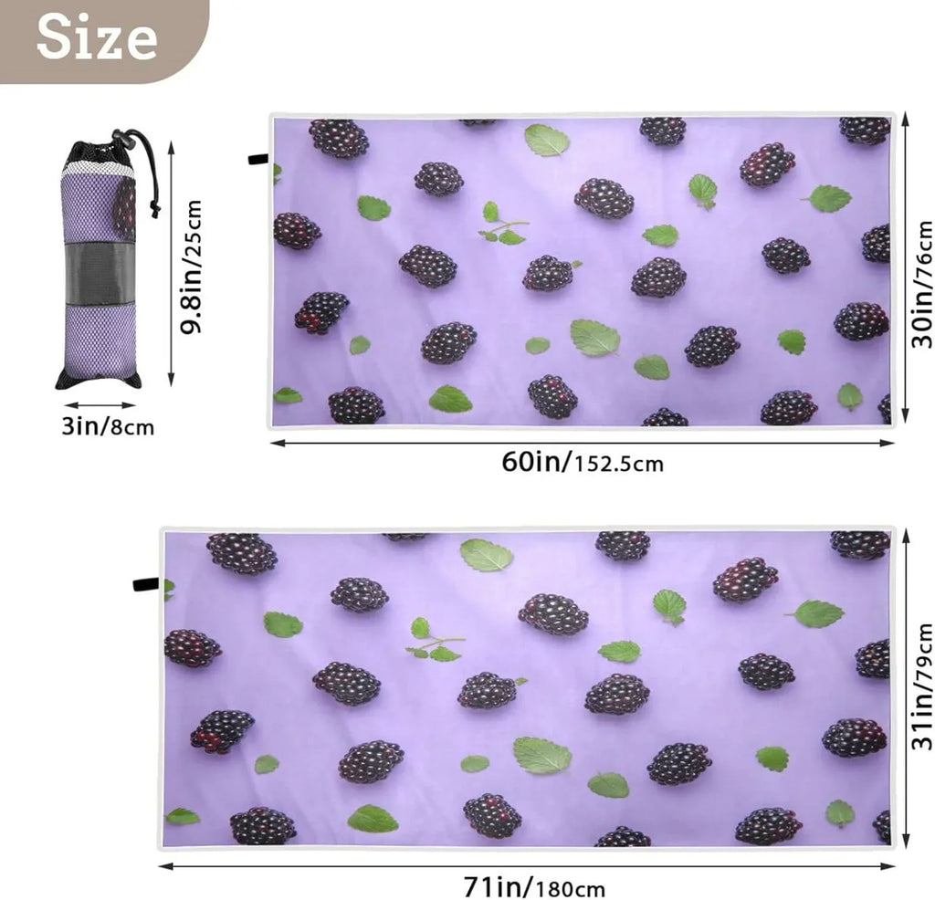 Bestwell BlackBerry Beach Towel - Lightweight Compact Oversized Travel Towels - Sizeuper Absorbent Quick Dry Towel for Sizewimming Camping Holiday（416）