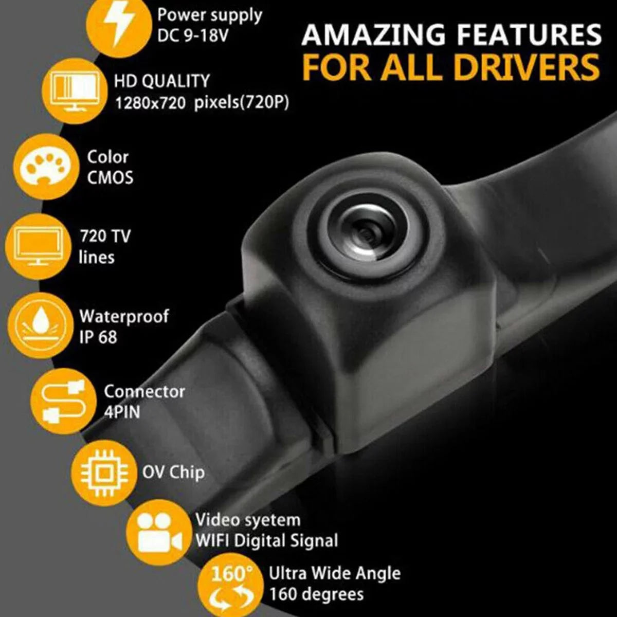 170 WiFi Car Rear View Cam Backup Wireless Camera Fit For iPhone Android