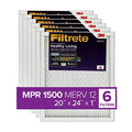 Filtrate 20x24x1, AC Furnace Air Filter, MPR 1500, Healthy Living Ultra Allergen, 6-Pack
