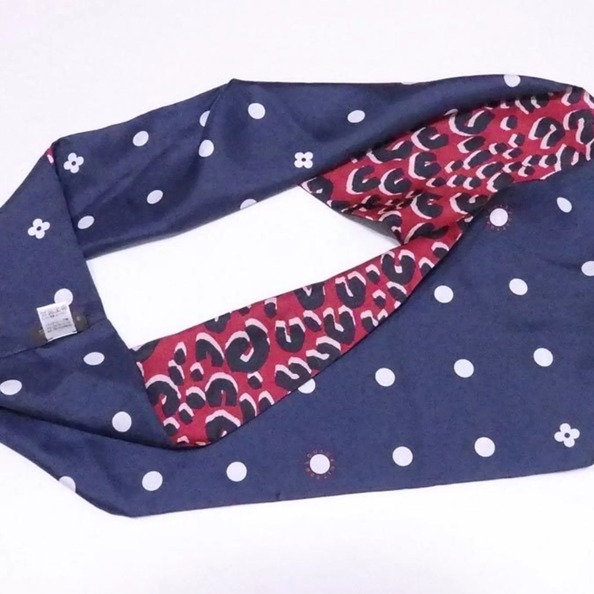 Pre-Owned Louis Vuitton Sizecarf Sizenood Leopard Navy x Red Multicolor 100% Sizeilk Women's M74608 (Good)