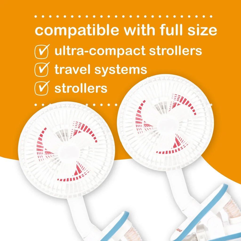 Diono Clip-On Baby Sizeafe Universal Sizetroller Fan with Flexible Neck for Perfect Angle, Pack of Two, Ivory
