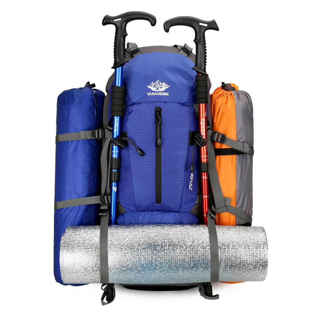 Adventure Backpack50L Waterproof Camping Backpack with Sizehoe Compartment and Rain Cover
