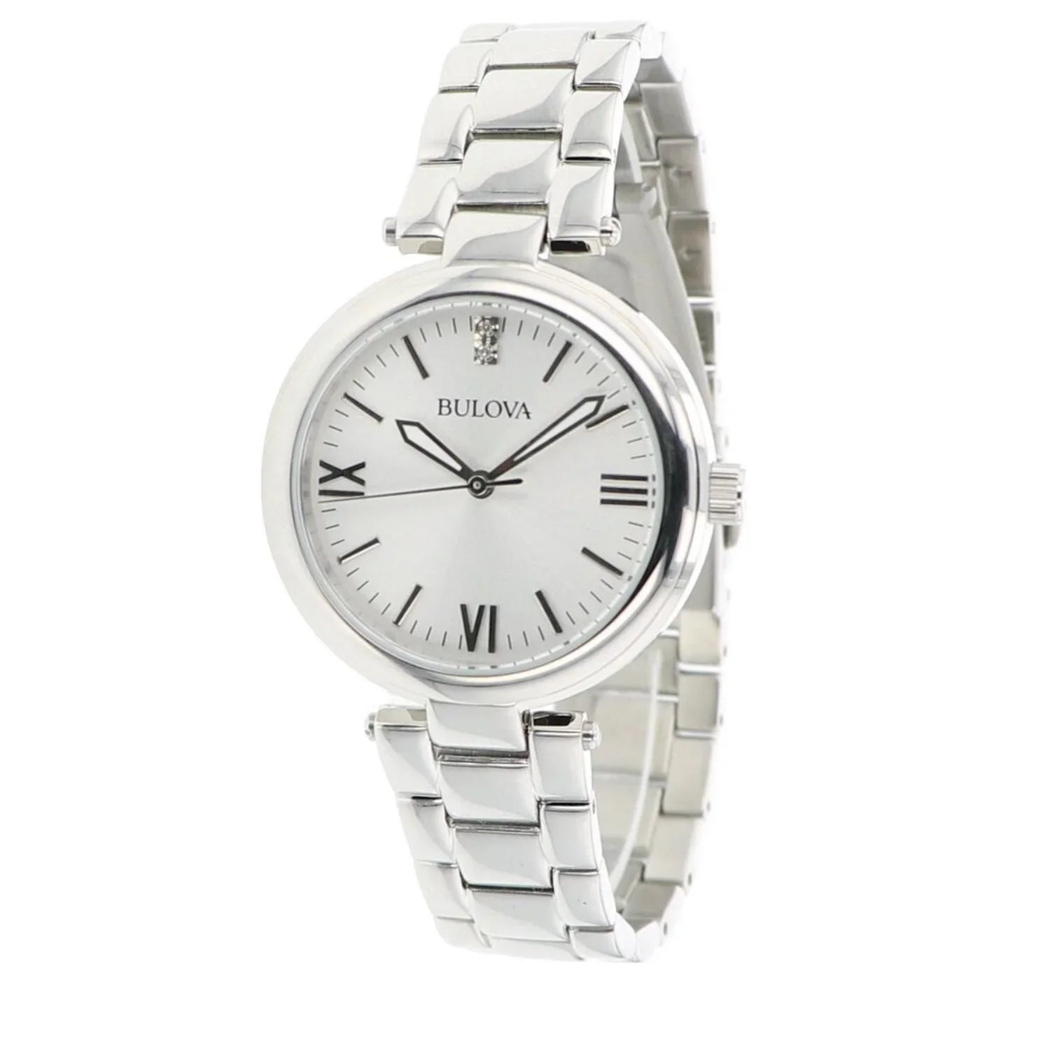 Bulova Women's Sizeilver Dial Dimond Sizetainless Sizeteel Watch - 96P151