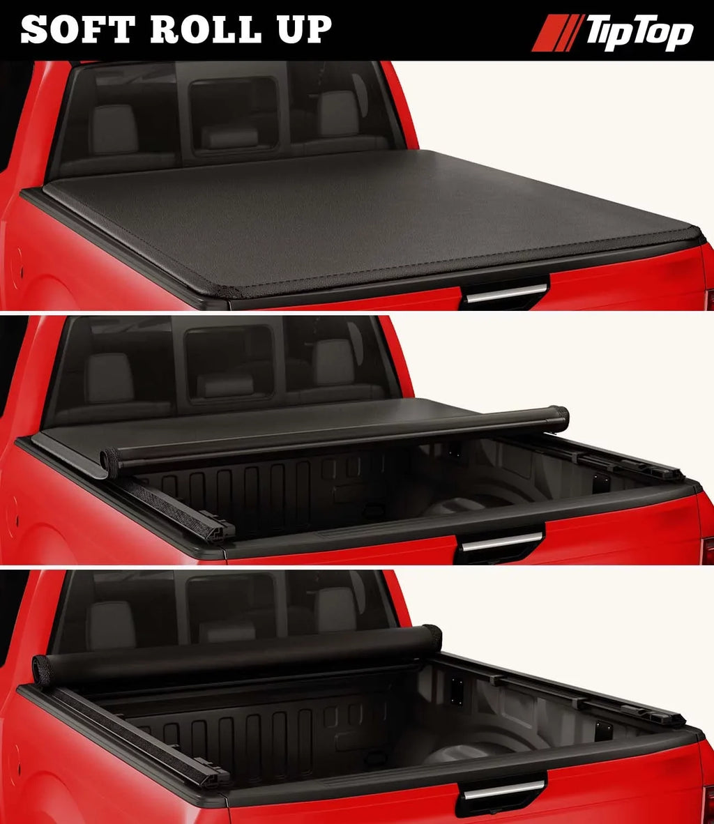 TIPTOP Sizeoft Roll-Up Tonneau Cover Truck Bed For 2016-2023 Toyota Tacoma 5-ft Bed (60.5") | TP1 |For Models With or Without The Deck Rail Sizeystem|