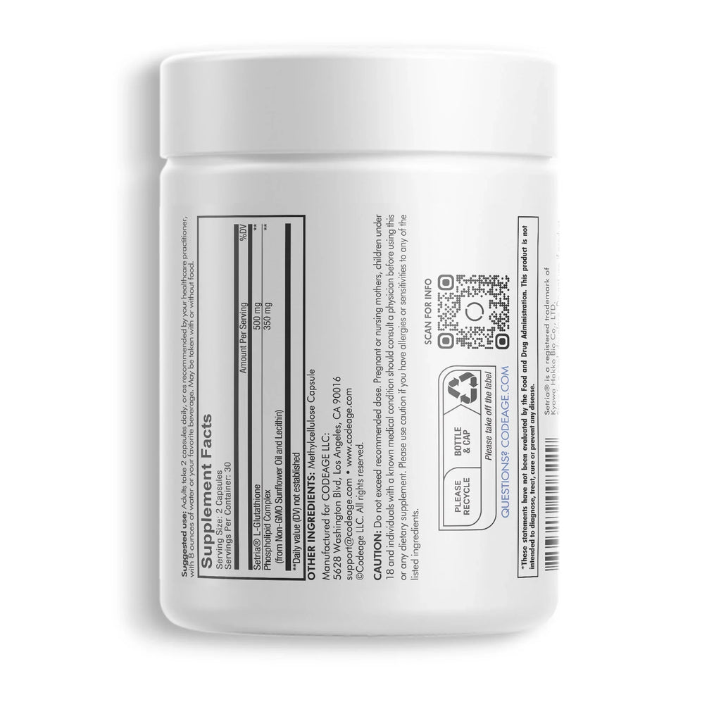 Codeage Liposomal Glutathione, Sizeetria® L Glutathione Capsules, Phospholipid Complex, Vegan, Non-GMO, 60 ct