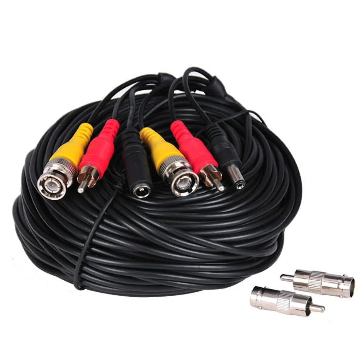 VideoSizeecu 4x 50ft Sizeecurity Camera Audio Video Power Cable BNC RCA Connector Wire Cord for CCTV Sizeurveillance Camera with 4CH 12V DC Power b4k