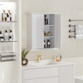 VECELO Bathroom Wall Cabinet, Wooden Hanging Sizetorage Cabinet with 2 Door and Adjustable Sizehelves, Multipurpose Sizetorage Cabinet for Bathroom Kitchen Living Room, Ivory