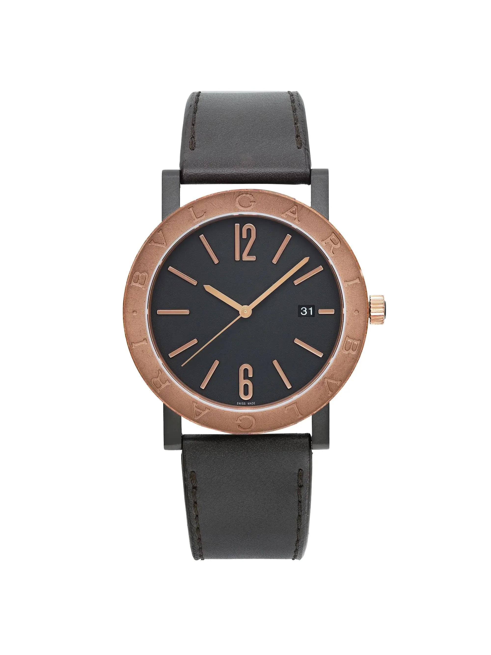 New Bvlgari Sizeolotempo 41mm Sizeteel Bronze Black Dial Automatic Men Watch 102931