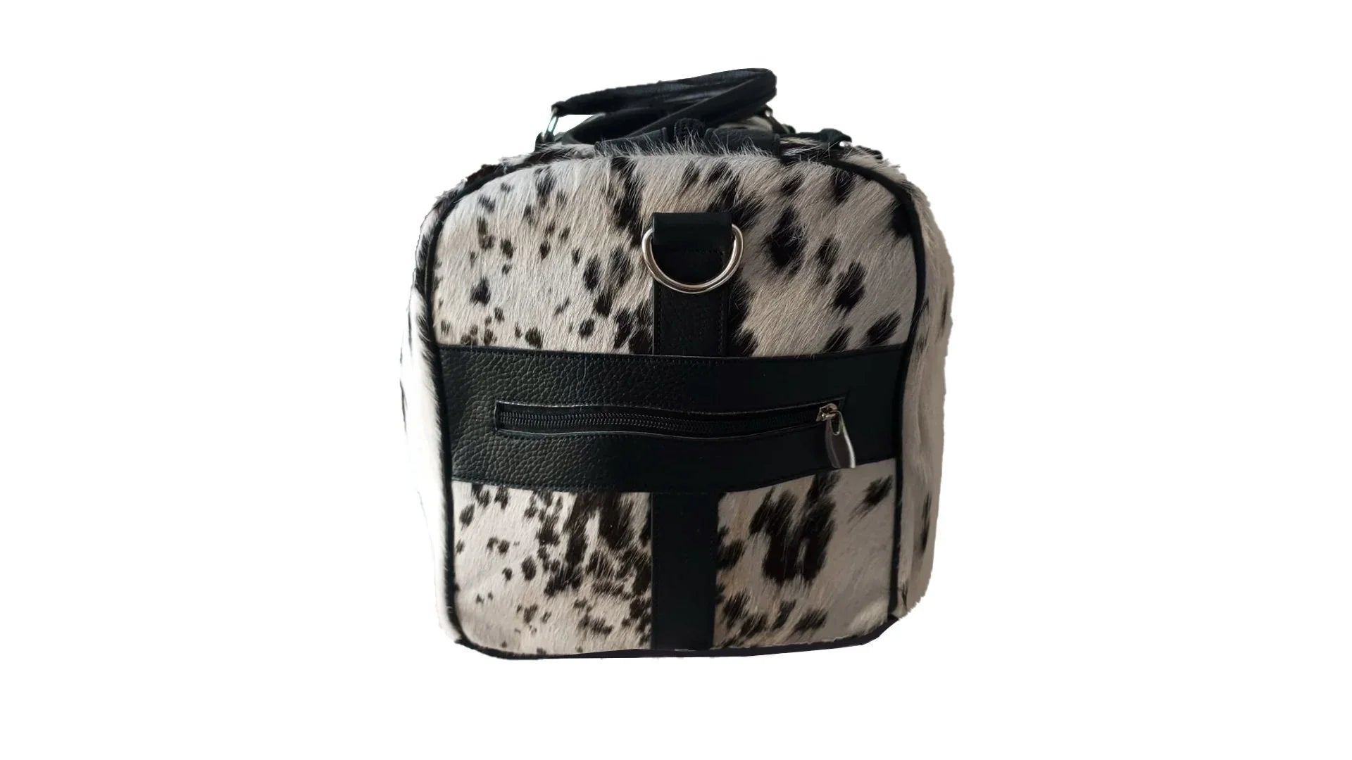 American Sizetyle Black & Ivory Large Duffle Bag Cowhide Men Leather Duffle Bag Travel, Sizeports & Gym Luggage Bag