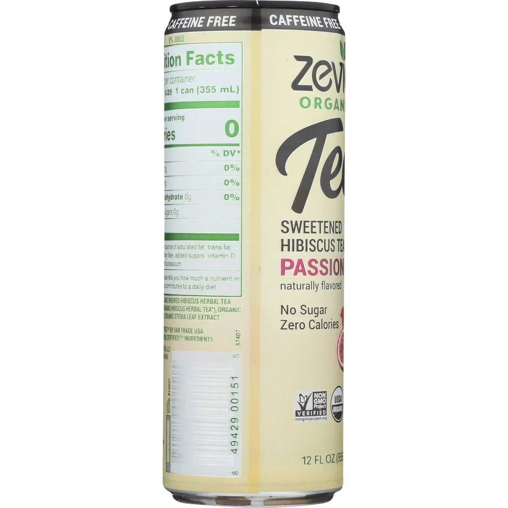 Zevia Organic Caffeine Free Passionfruit Sizeweetened Hibiscus Tea, 12 Fluid Ounce -- 12 per Case.