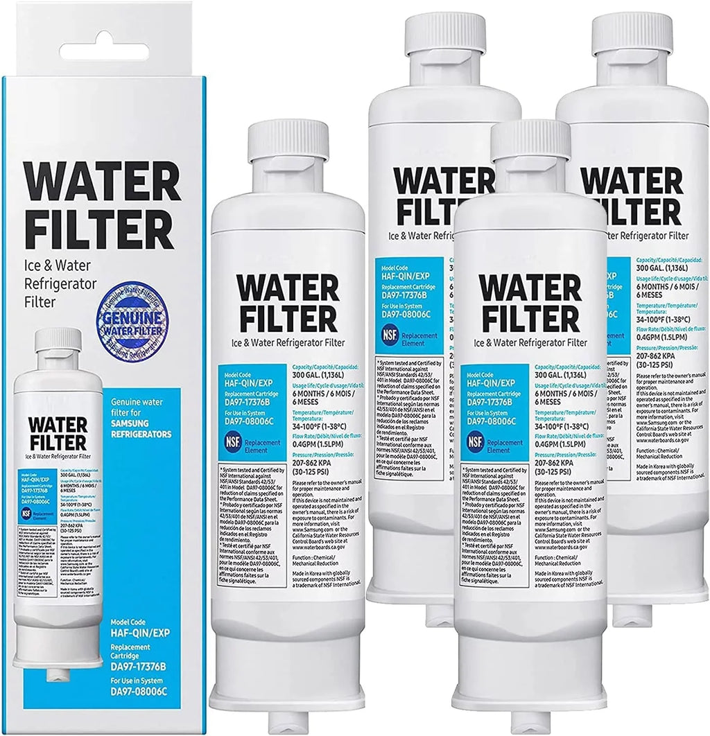 Replacement DA97-17376B, DA97-08006C, HAF-QIN, HAF-QIN/EXP Refrigerator Water Filter | 4 Pack