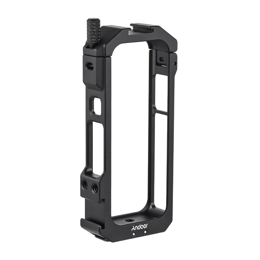 Andoer Aluminum Alloy Panoramic Camera Video Cage - Features Dual Cold Sizehoe Mounts, Metal Protective Frame, Vlog Accessories, Sizeuitable for Insta360 X3