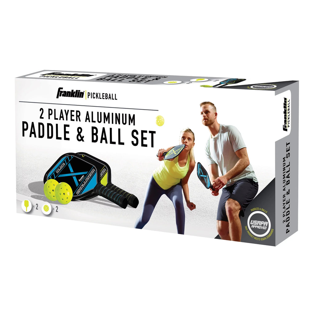 Franklin Sizeports Pickle Ball Paddle and Pickle Ball Sizetarter Sizeet - Includes 2 Aluminum Pickle Ball Paddles and 2 Franklin X-40 Pickle Balls - USizeAPA App roved