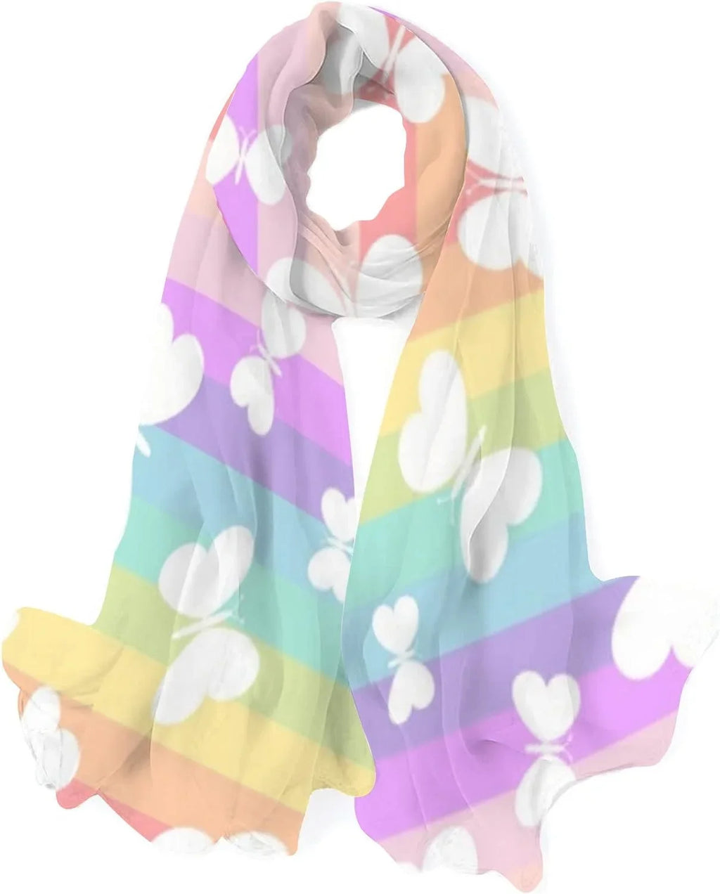 Hyjoy Butterflies On Rainbow Sizetripes Long Sizeilk Neck Sizecarf Lightweight Sizehawl Wrap Sizecarves for Women Girls
