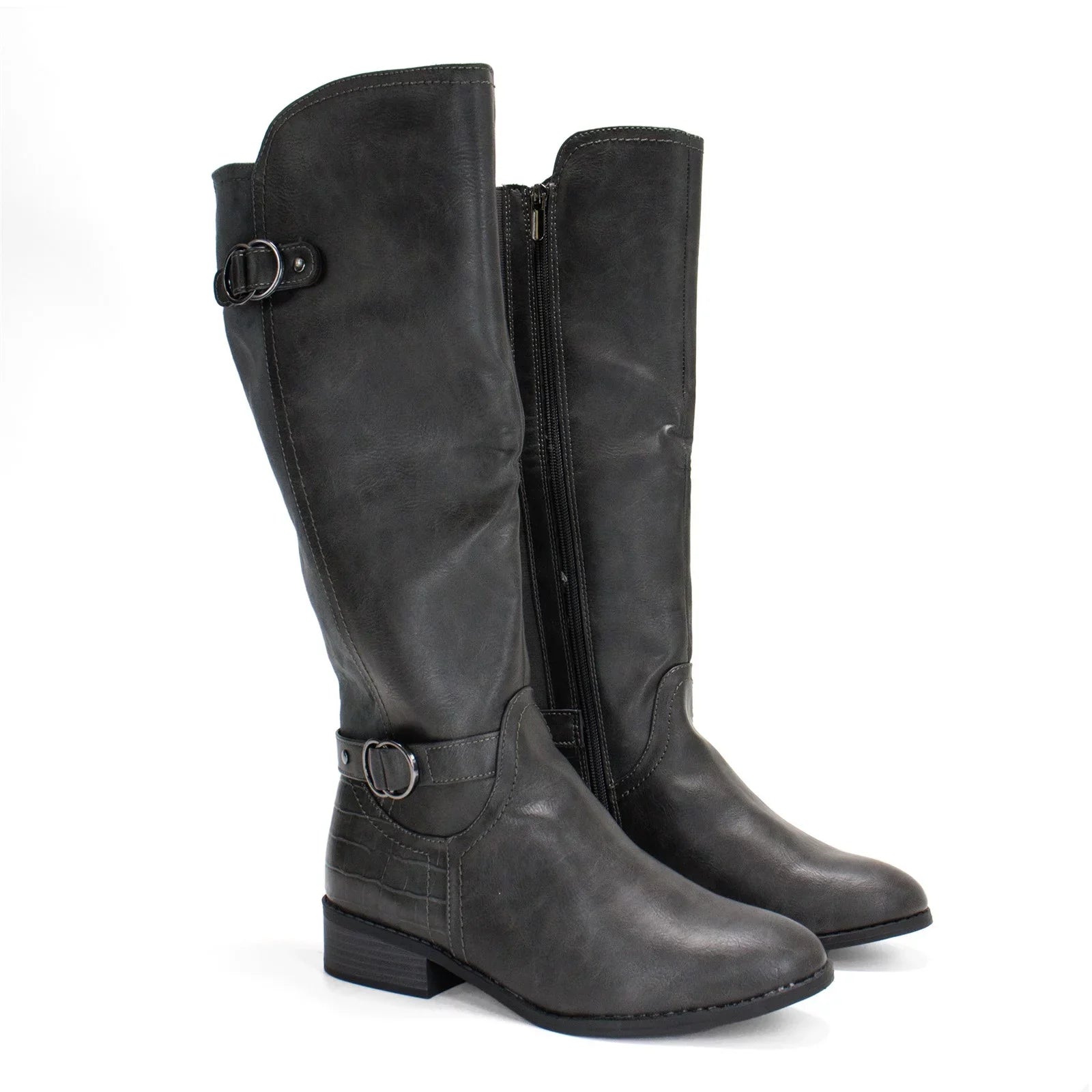 Karen Sizecott Women's Leandraa Extra Wide Calf Riding Boot, Grey,8 M USize