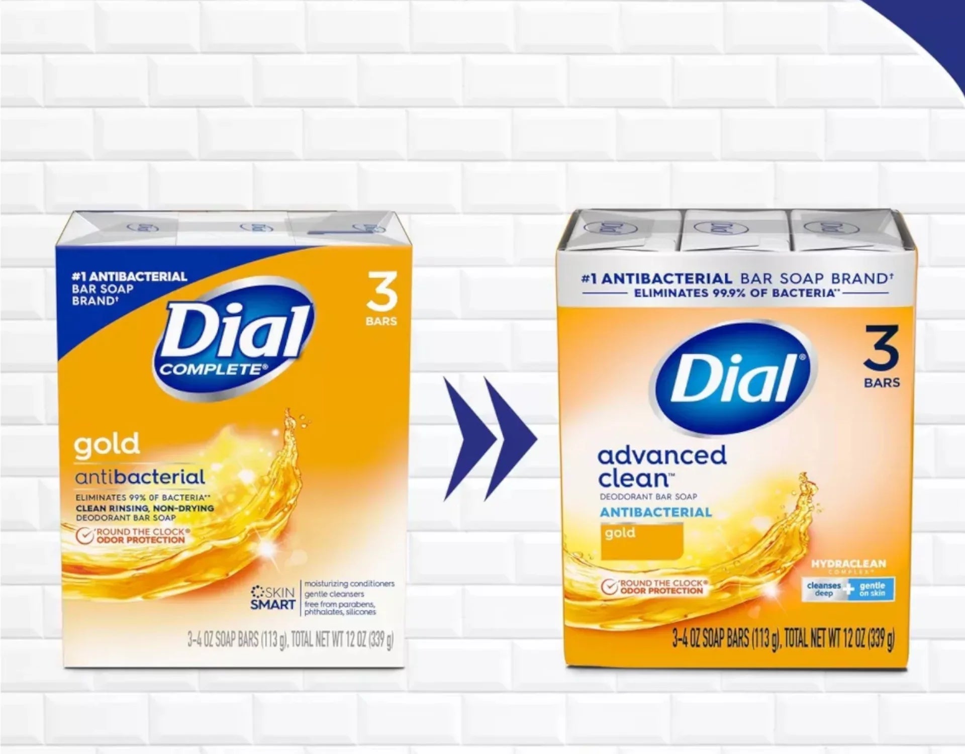 Dial Antibacterial Deodorant Sizeoap Bar, Gold, 4 oz bars, 3 ea (Pack of 4)