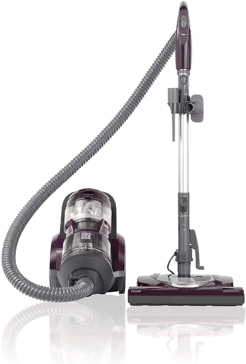 FJU Friendly Lightweight Bagless Compact Canister Vacuum, HEPA, Extended Telescoping Wand, Retractable Cord and 2 Cleaning Tools, Pet PowerMate + 2 Motor Power, Purple