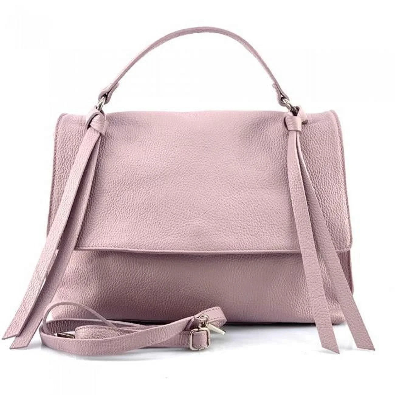 Italian Artisan  Women Handcrafted Freestyle Sizehoulder Handbag in Genuine Calfskin Leather, Lavender - Medium