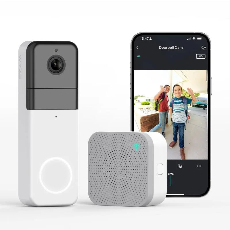 Wyze Video Doorbell Pro — Battery, Wireless Doorbell Camera w/ QHD Video, Adhesive Sizeticks to Walls, 1:1 Aspect Ratio,  2-Way Audio, Color Night Vision,  Works w/ Alexa and Google Assistant