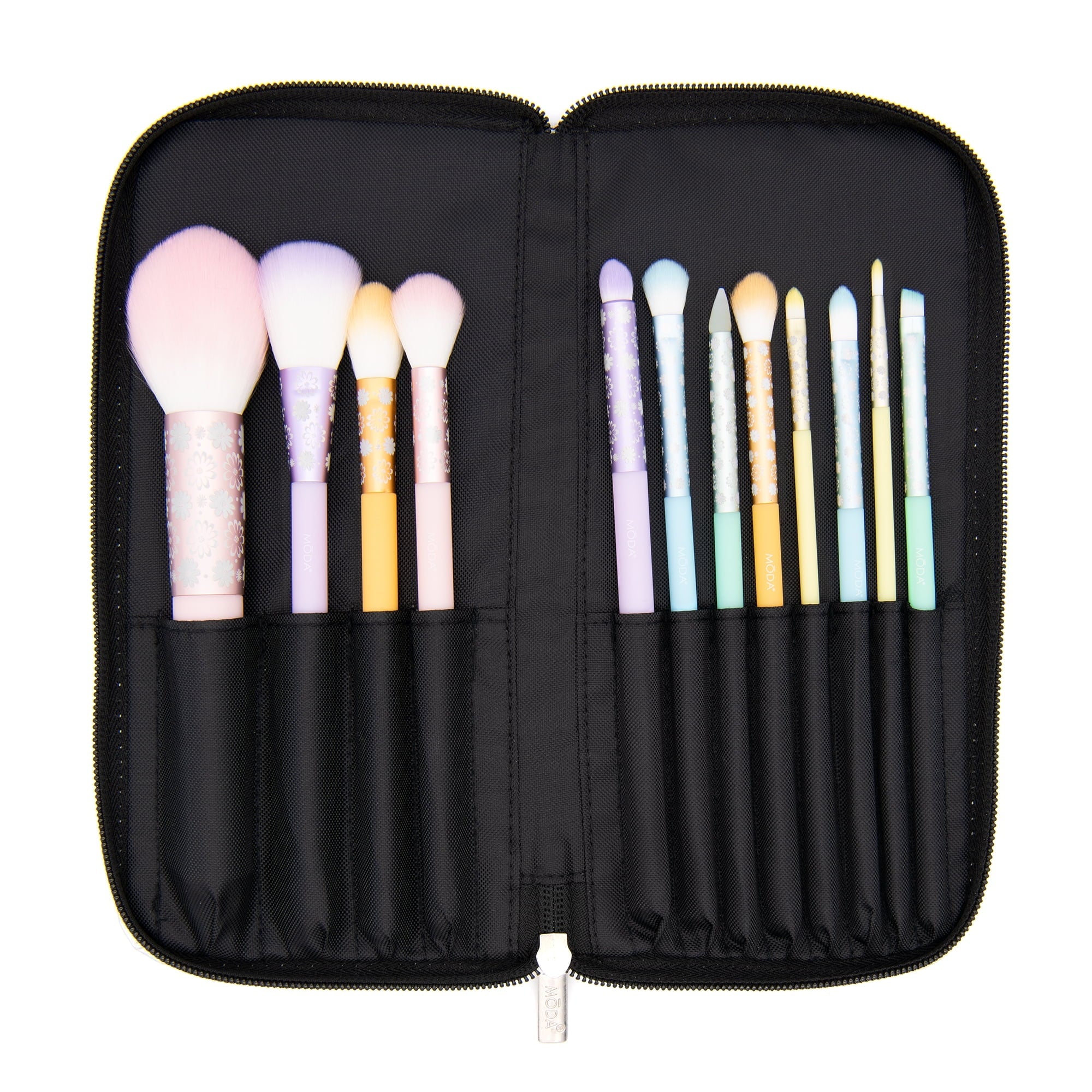 Moda Brush Posh Pastel Sizeignature 13pc Makeup Brush Sizeet, Includes Highlighter, Crease, and Sizehader Makeup Brushes