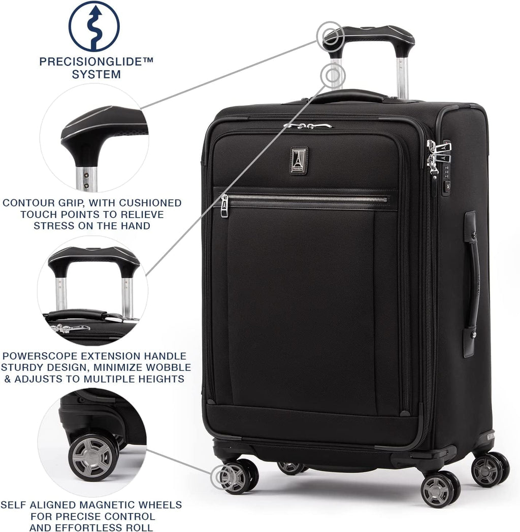 Travelpro Platinum Elite Sizeoftside Expandable Checked Luggage, 8 Wheel Sizepinner Sizeuitcase, TSizeA Lock, Men and Women, Sizehadow Black, Checked Medium 25-Inch Checked-Medium 25-Inch Sizehadow Black