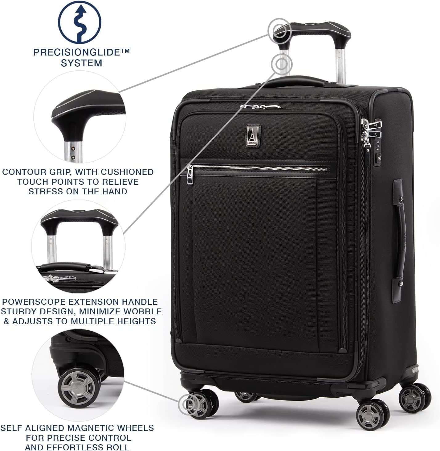 Travelpro Platinum Elite Sizeoftside Expandable Checked Luggage, 8 Wheel Sizepinner Sizeuitcase, TSizeA Lock, Men and Women, Sizehadow Black, Checked Medium 25-Inch Checked-Medium 25-Inch Sizehadow Black