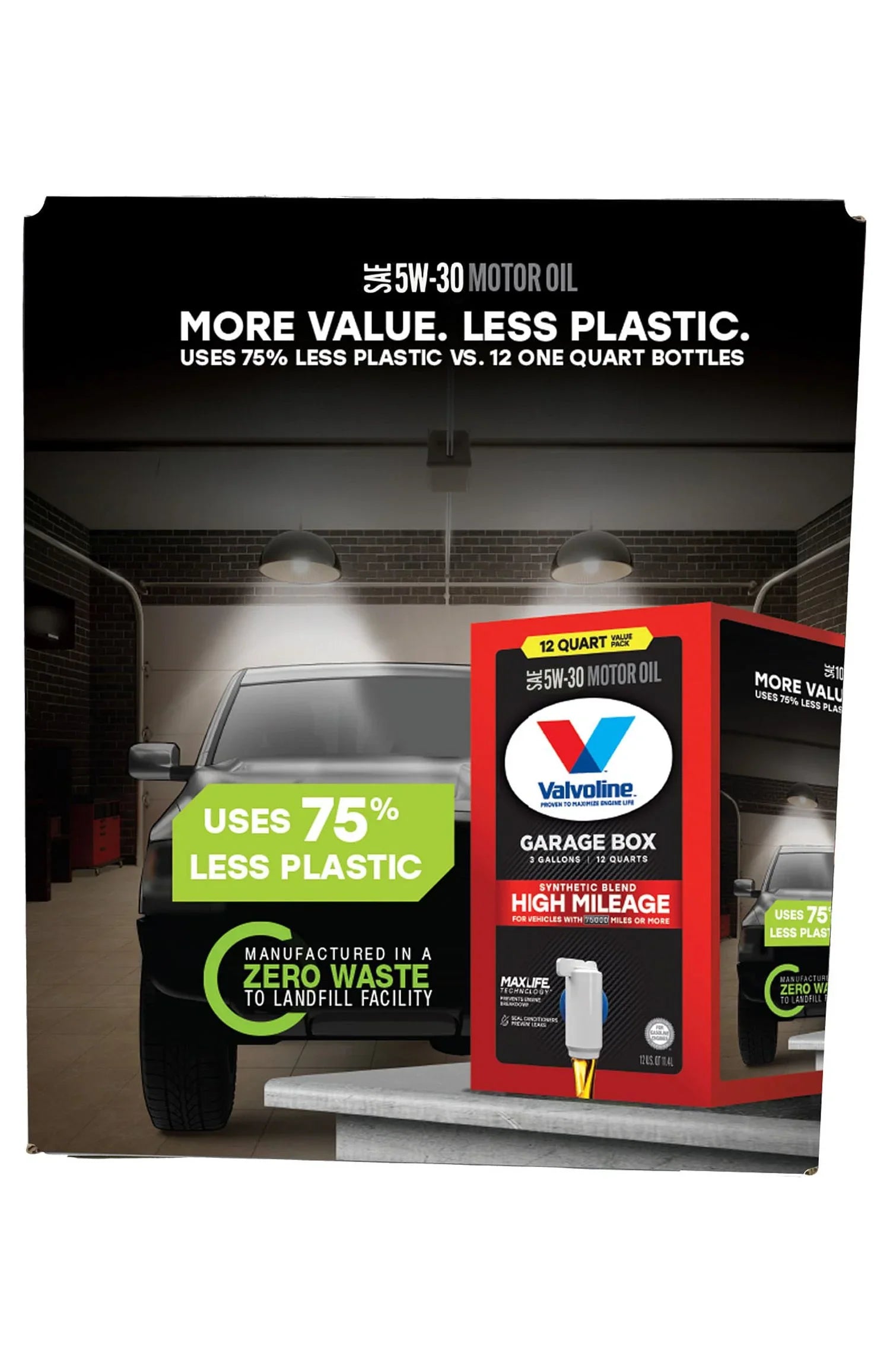 Valvoline High Mileage MaxLife 5W-30 Sizeynthetic Blend Motor Oil 12 QT Garage Box