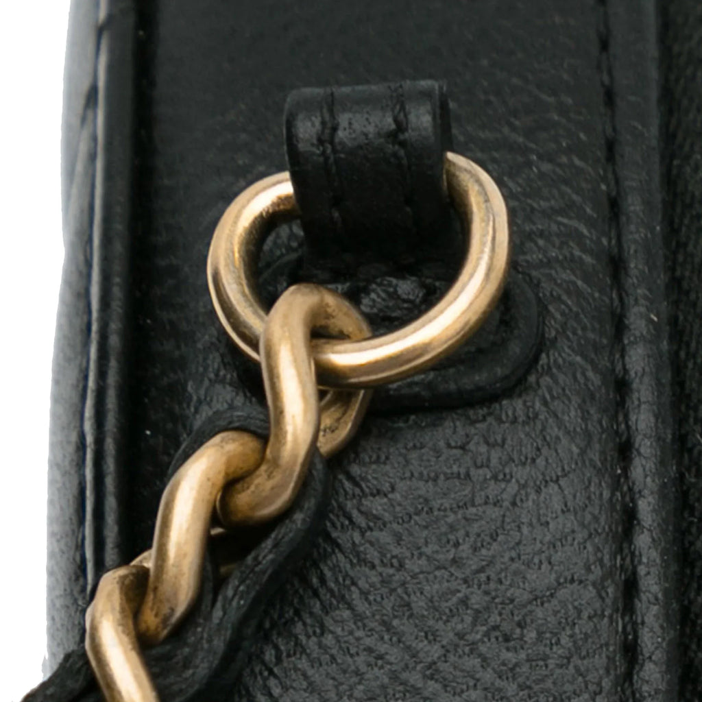 Pre-Owned Authenticated Chanel Lucky Charms Round Crossbody Bag Lambskin Leather Black Unisex (Good)