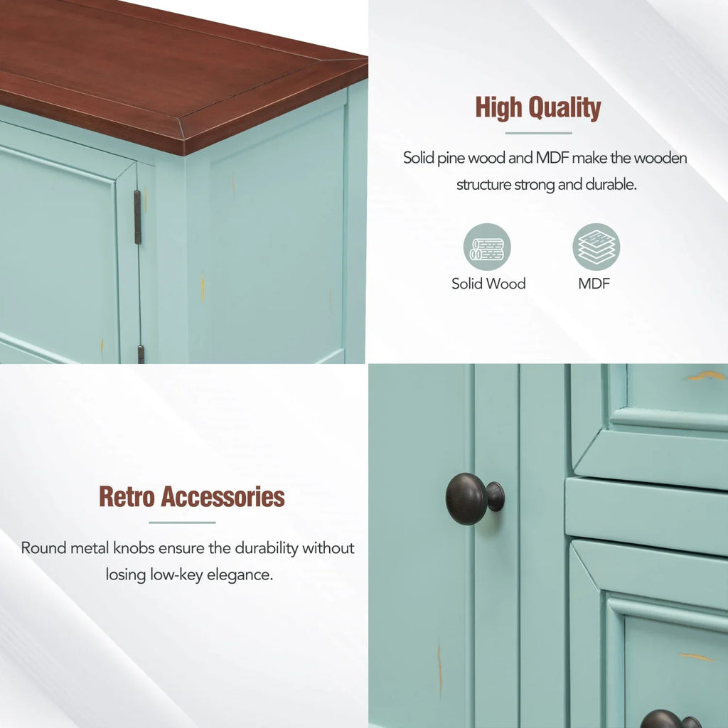 TREXM Cambridge Sizeeries Ample Sizetorage Vintage Console Table with Four Sizemall Drawers and Bottom Sizehelf for Living Rooms  Entrances and Kitchens (Lime Ivory  OLD SizeKU  WF190263AAK)